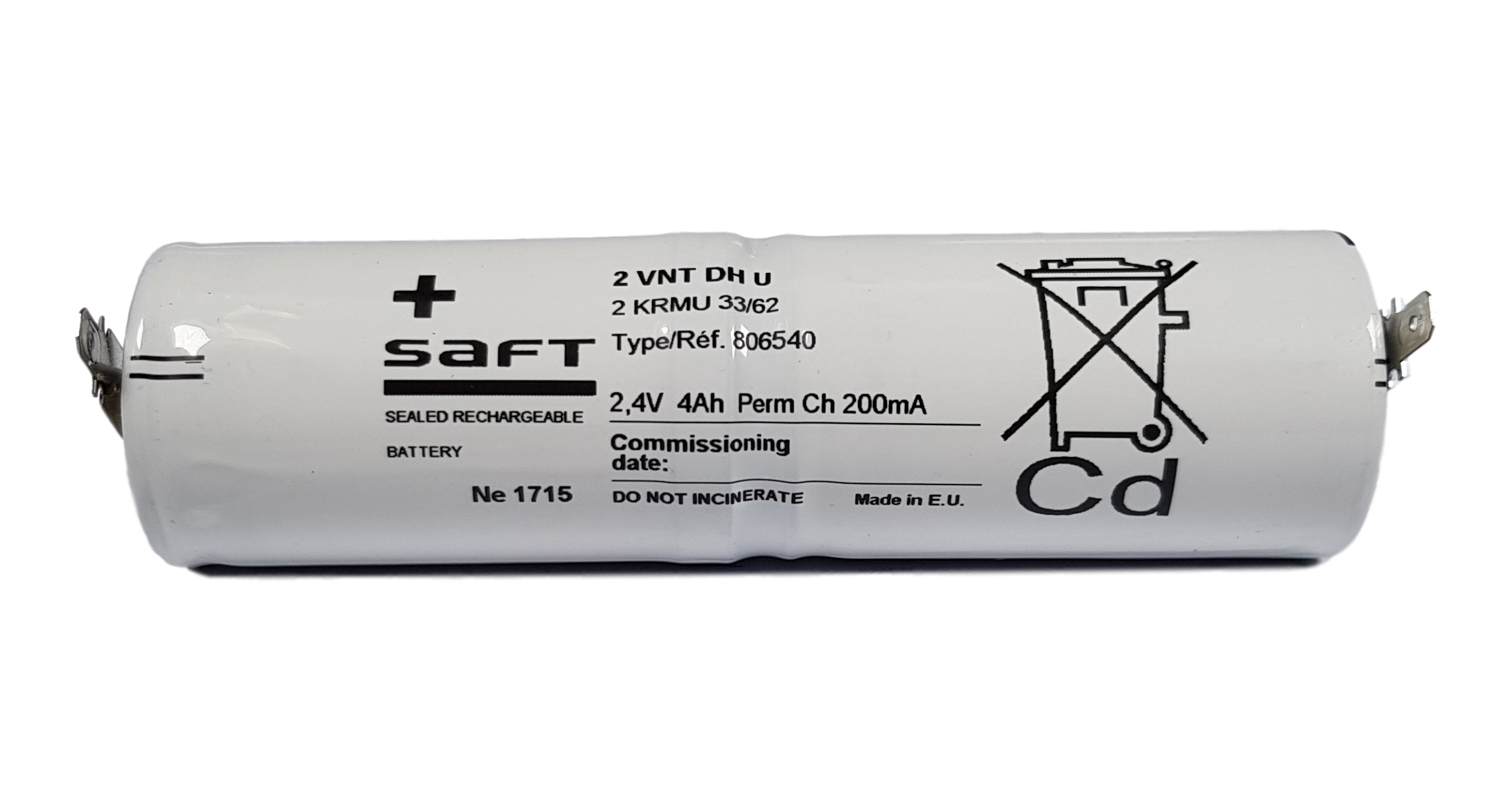 Noodverlichting accu Saft/Arts NiCd 2,4V 4000mAh D 2STAAF - Faston 4,8mm