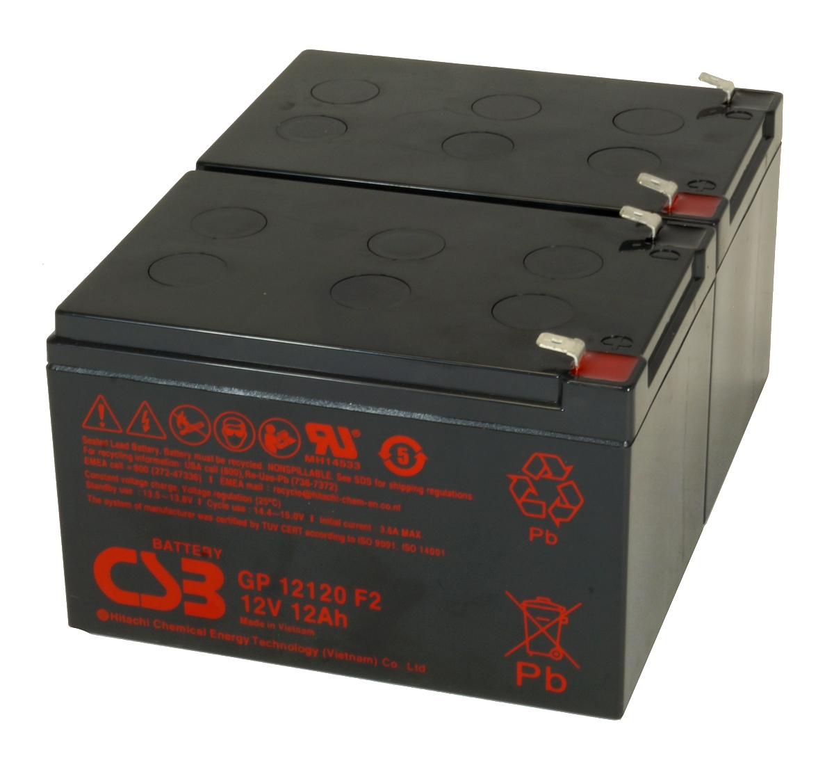 UPS noodstroom accu 2 x GP12120F2 van CSB Battery